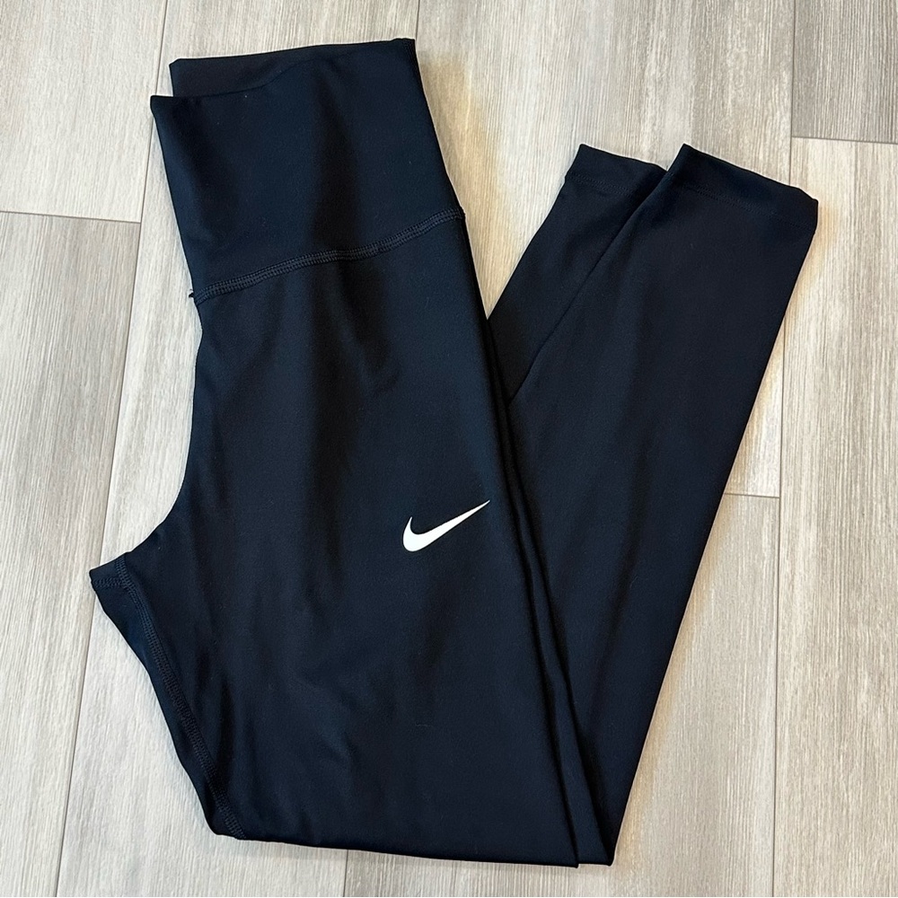 Nike Women’s Black Tights with White Swoosh Size Medium